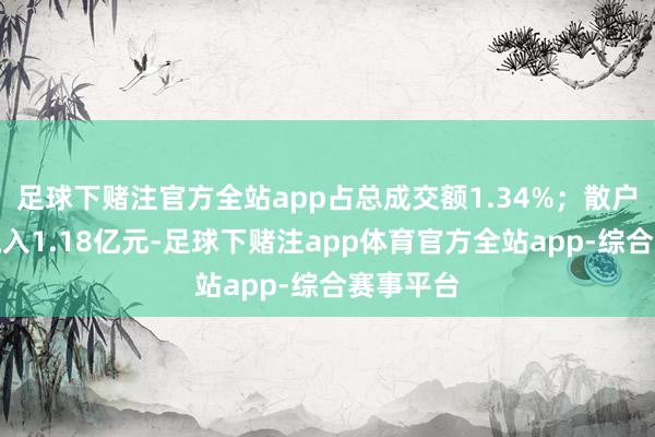 足球下赌注官方全站app占总成交额1.34%；散户资金净流入1.18亿元-足球下赌注app体育官方全站app-综合赛事平台