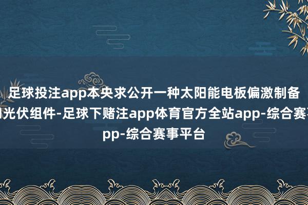 足球投注app本央求公开一种太阳能电板偏激制备体式和光伏组件-足球下赌注app体育官方全站app-综合赛事平台